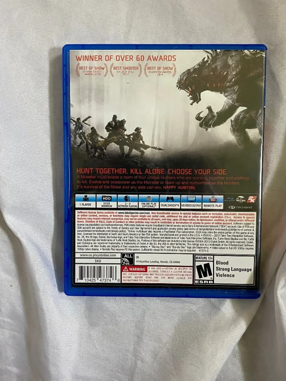 Evolve Sony Playstation Four Game by turtle Rock Studios